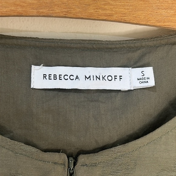 Rebecca Minkoff ARMY GREEN Geneva Puff Sleeve Blouse Size Small - Picture 7 of 16